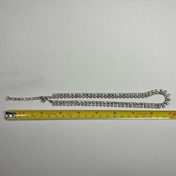 VINTAGE Silver-tone Necklace with Rhinestones - Picture 5 of 5